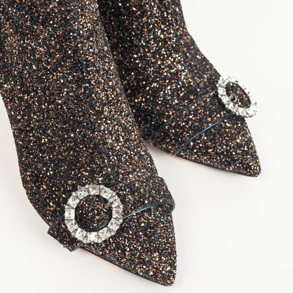 Jimmy Choo Hanover 65 Amethyst Mix Twinkle Glitter Buckled Booties - Picture 6 of 11